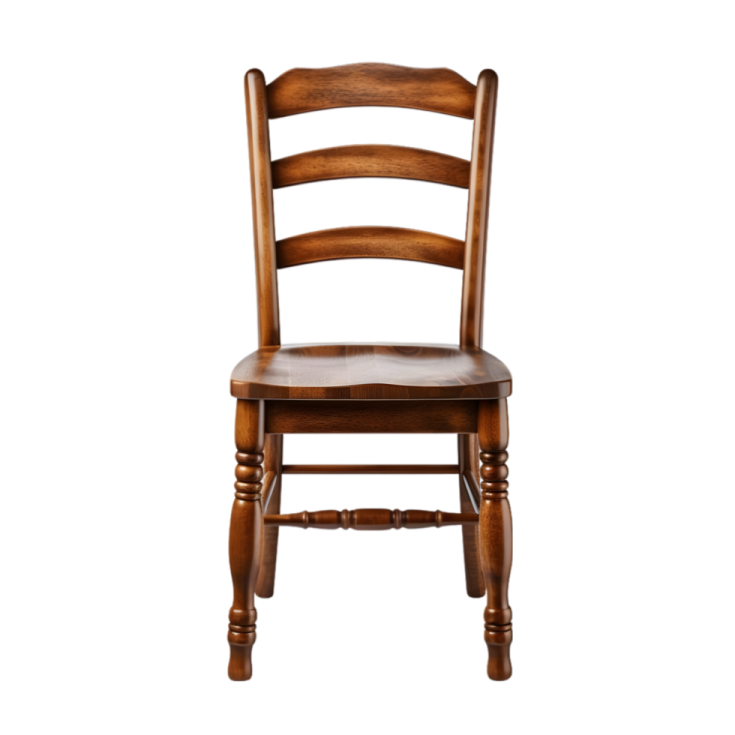 a wooden chair on a white background