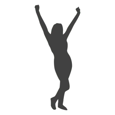 a silhouette of a woman with her arms up