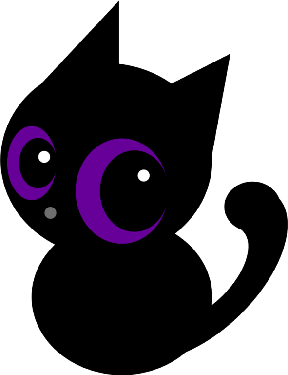 a black cat with purple eyes