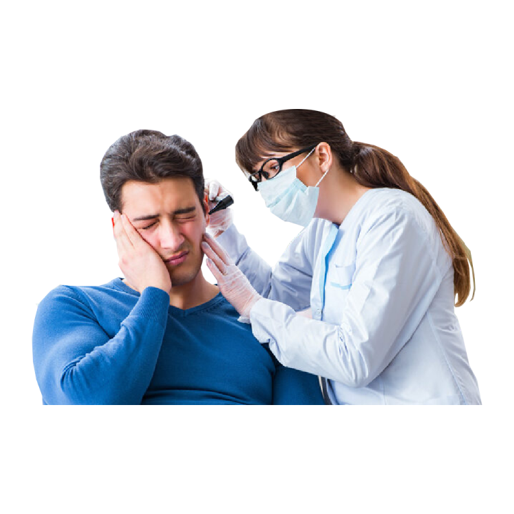 a doctor examining a patient's ear