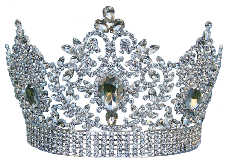 a silver crown with crystals on it