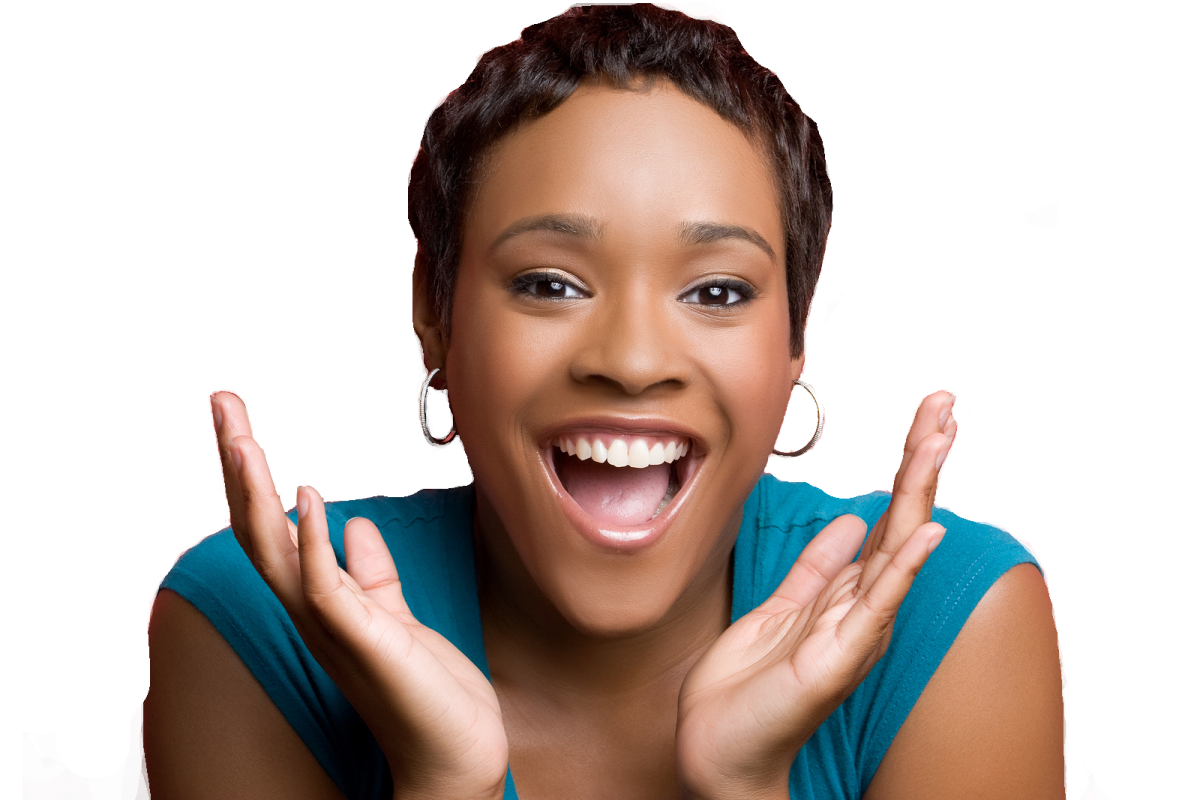 a woman with her hands in the air