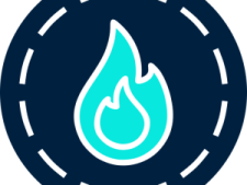 a blue flame in the center of a circle