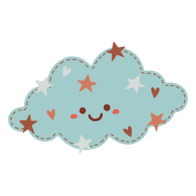 a cloud with hearts and stars on it