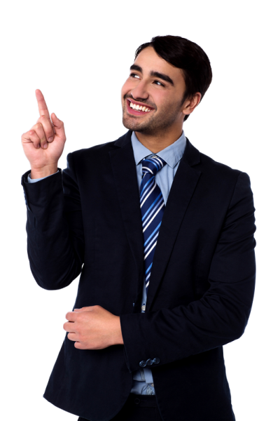 a man in a suit and tie making a peace sign