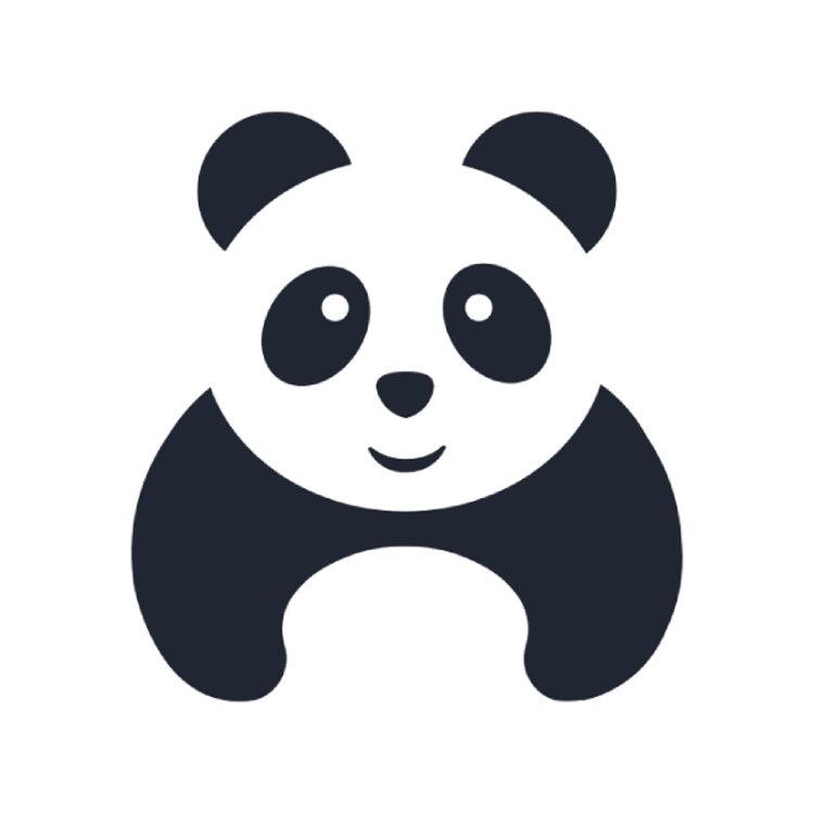 a black and white panda bear icon