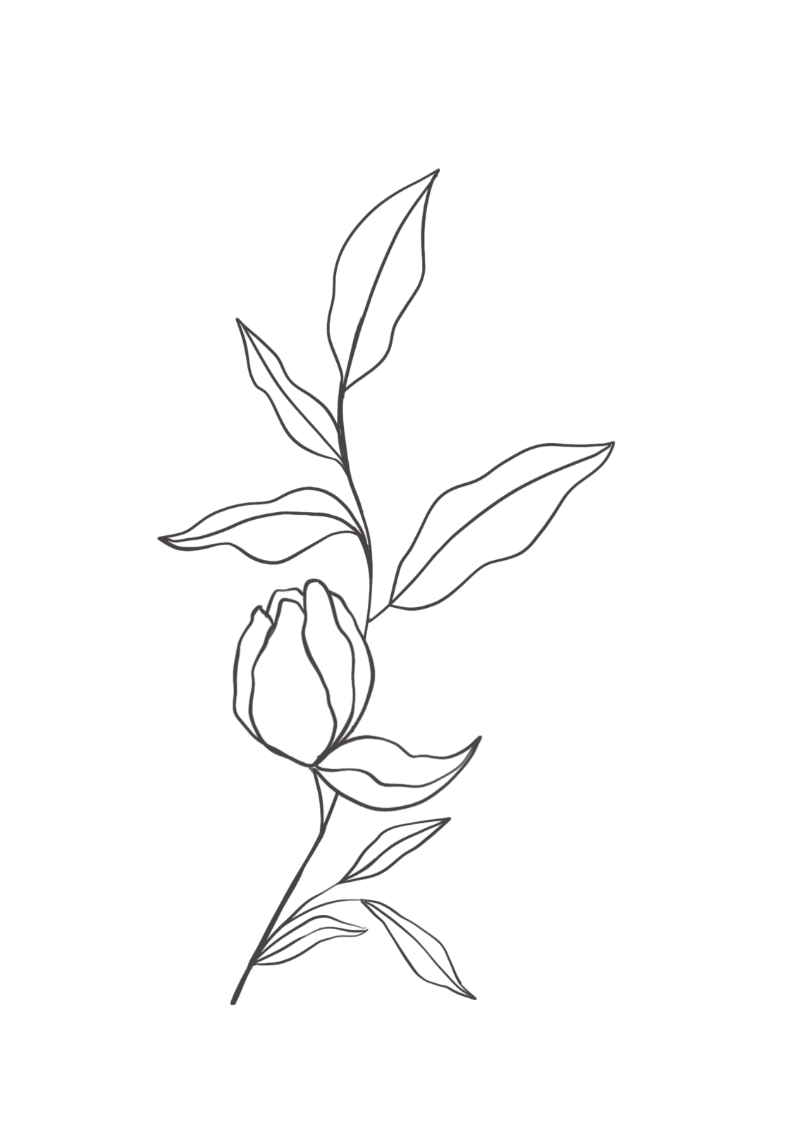 a black and white drawing of a flower