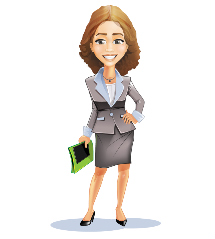 a woman in a business suit holding a folder