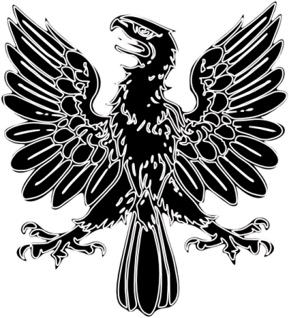a black and white drawing of an eagle