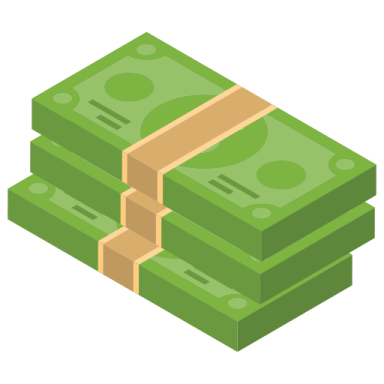 a stack of money on a white background