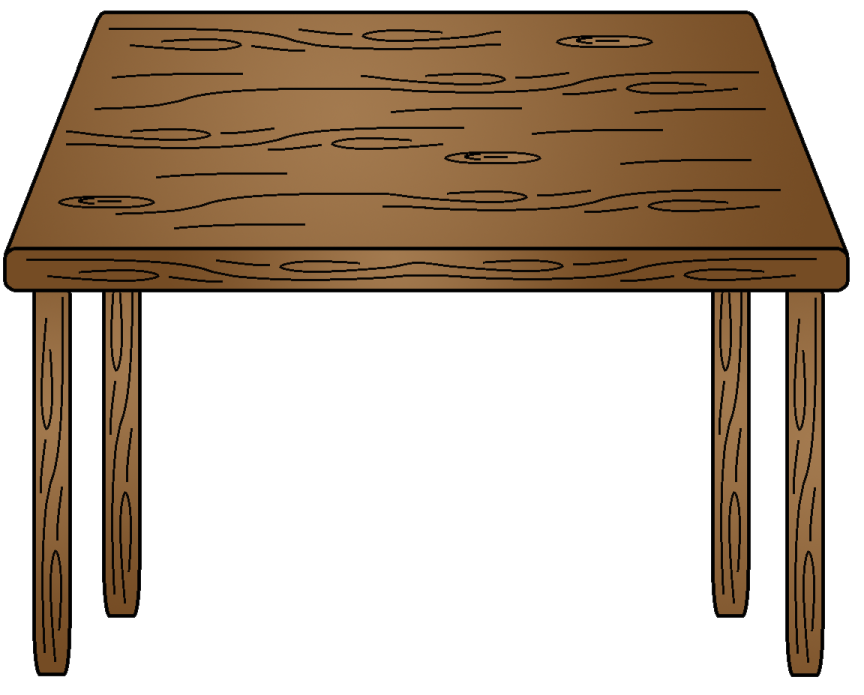 a wooden table with two legs