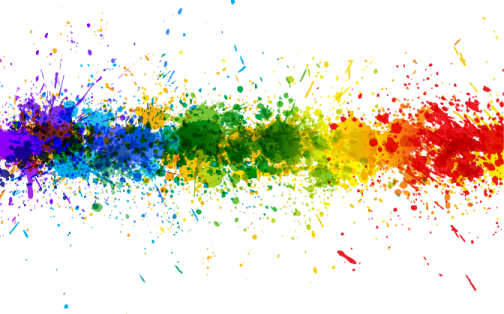 colorful paint splats on a white background