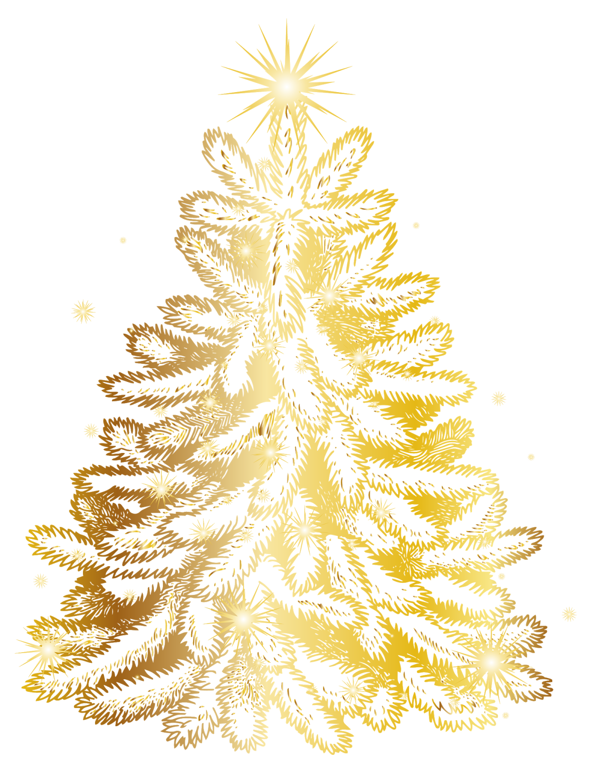 a gold christmas tree on a white background
