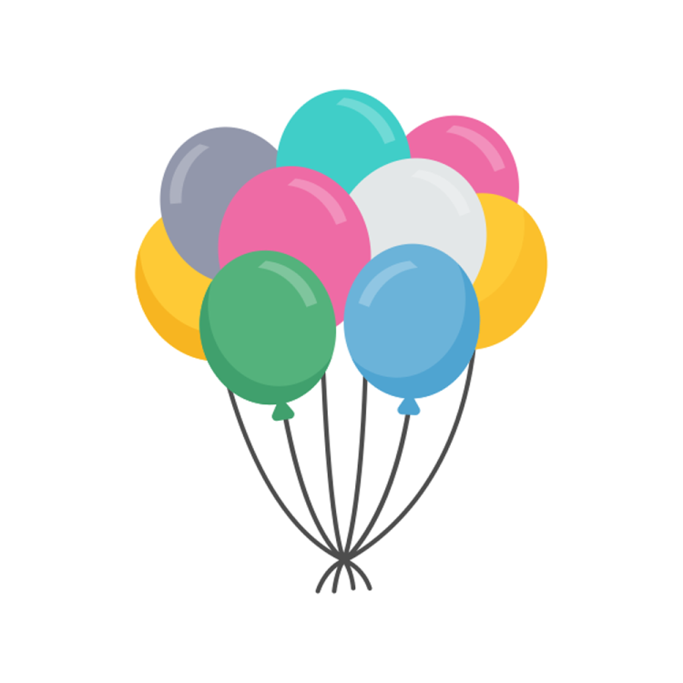 a bunch of balloons on a white background
