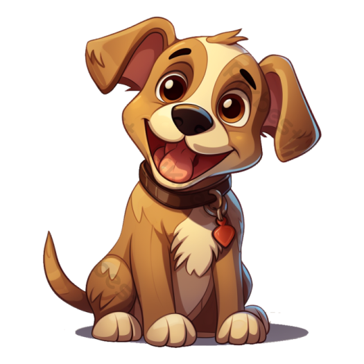 a cartoon dog sitting down with its tongue out