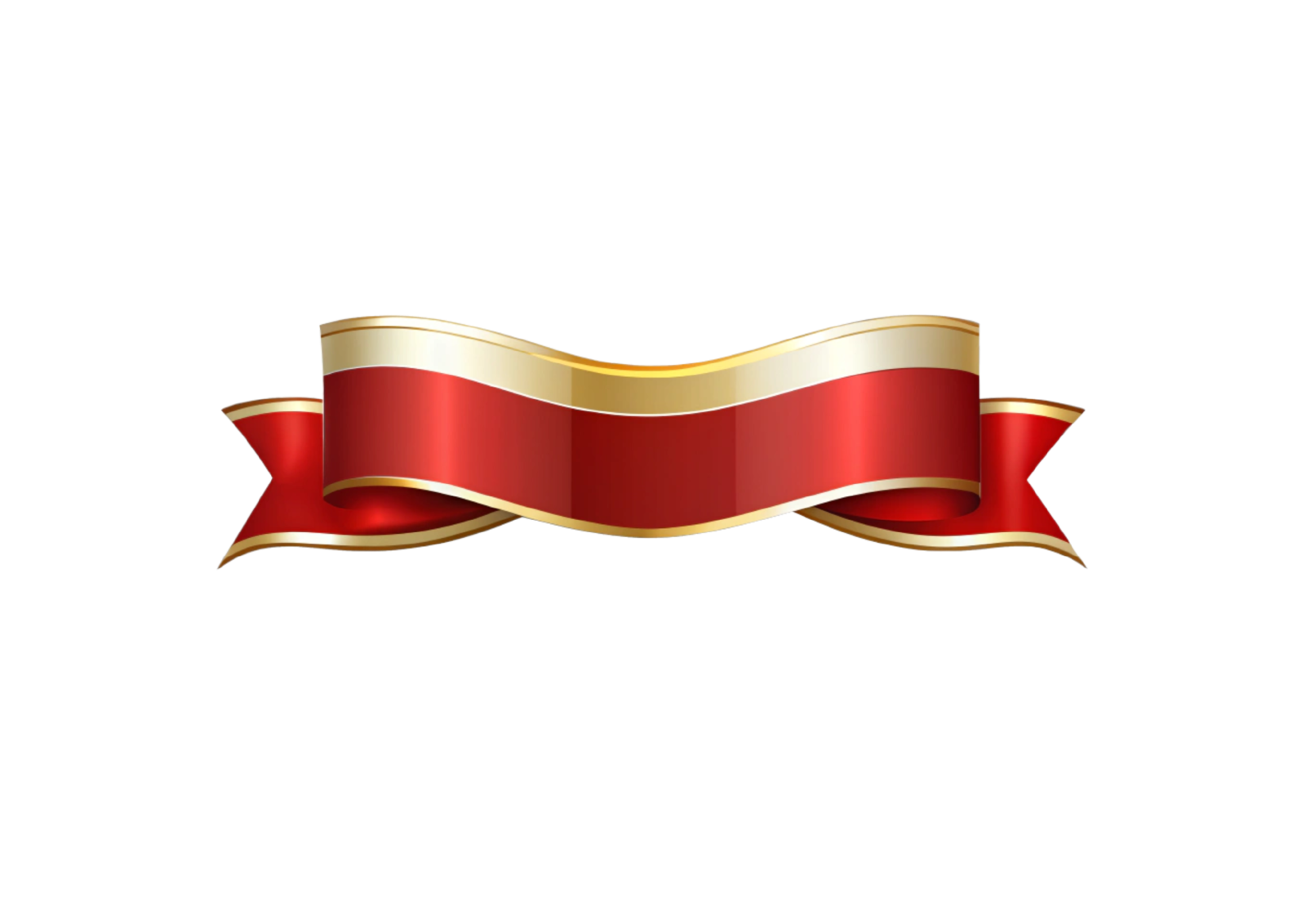 a red and gold ribbon on a white background