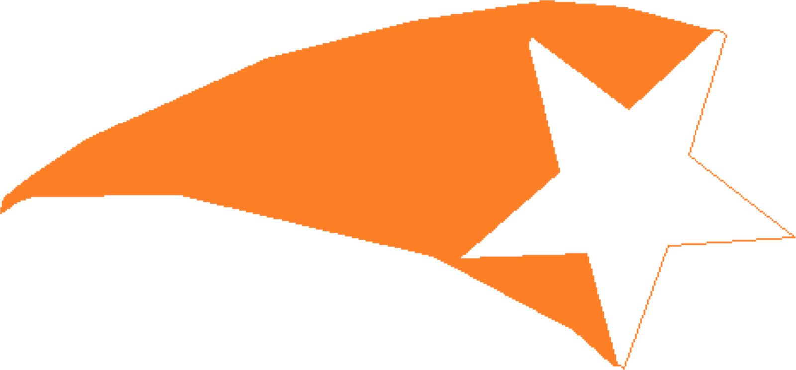 an orange star with a white background