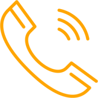 an orange phone icon with a white background