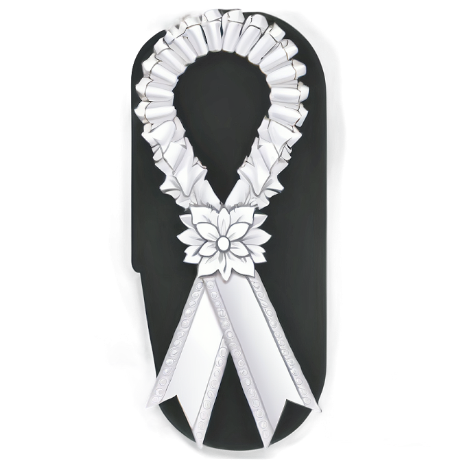 a black and white ribbon with flowers on it
