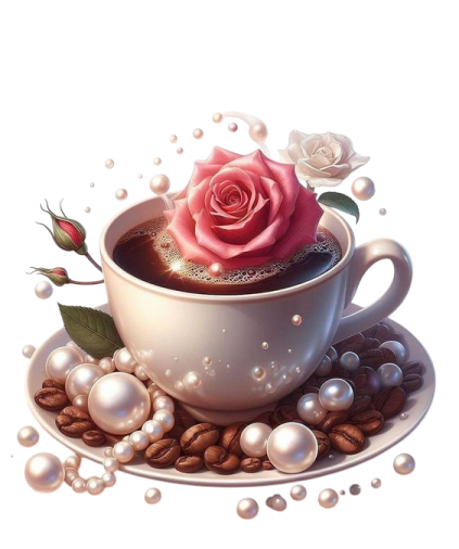 a cup of coffee with a rose on top