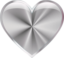 a silver heart on a white background