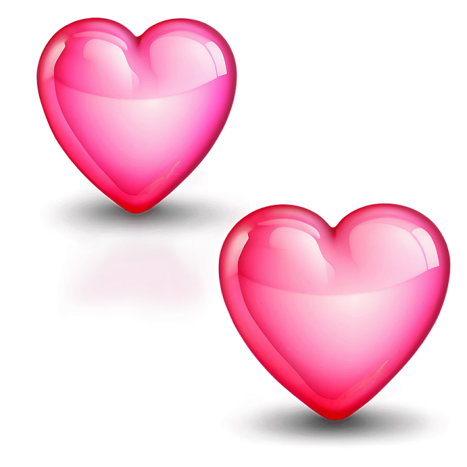 two pink hearts on a white background