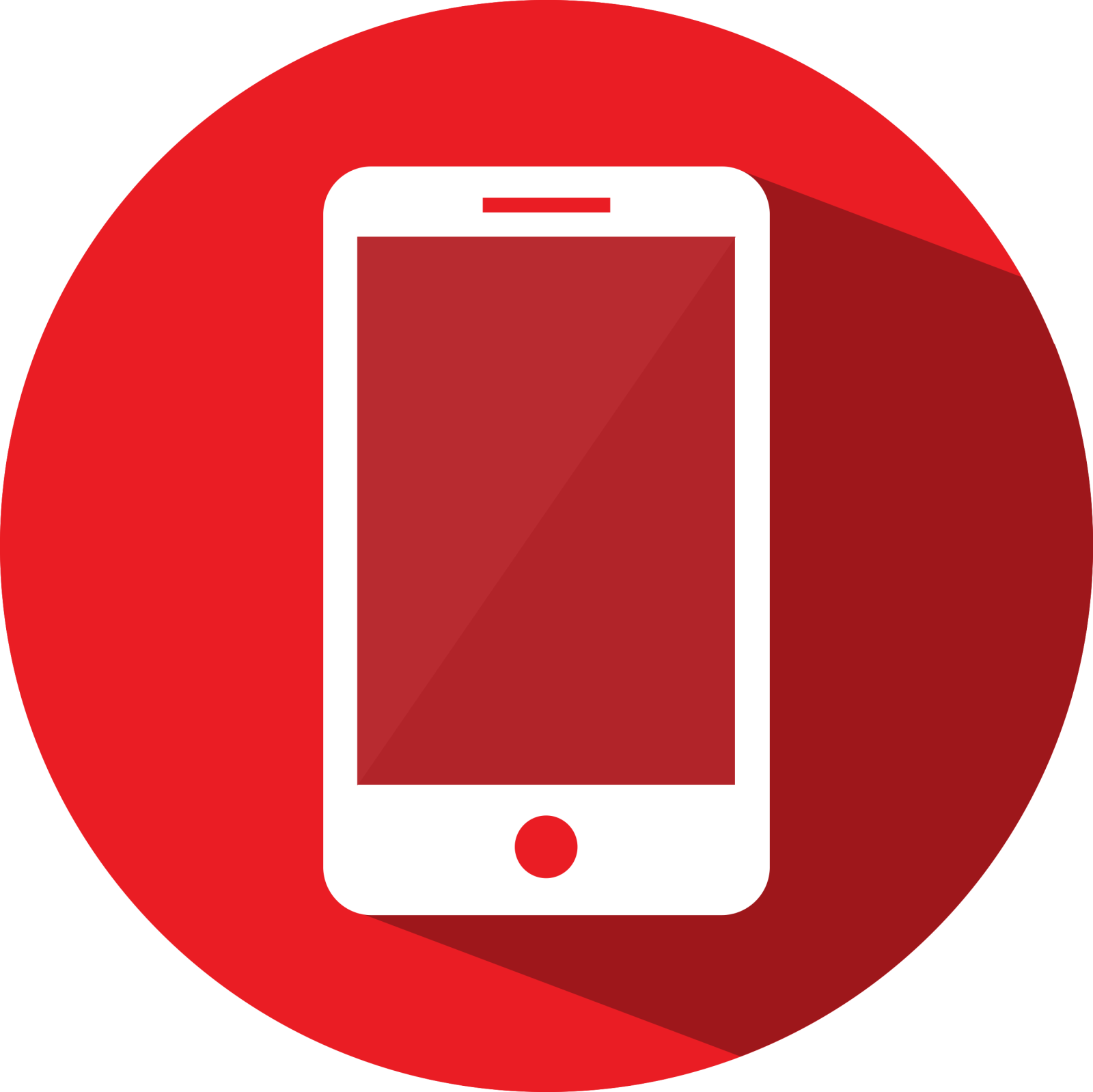 a red circle with an image of a phone