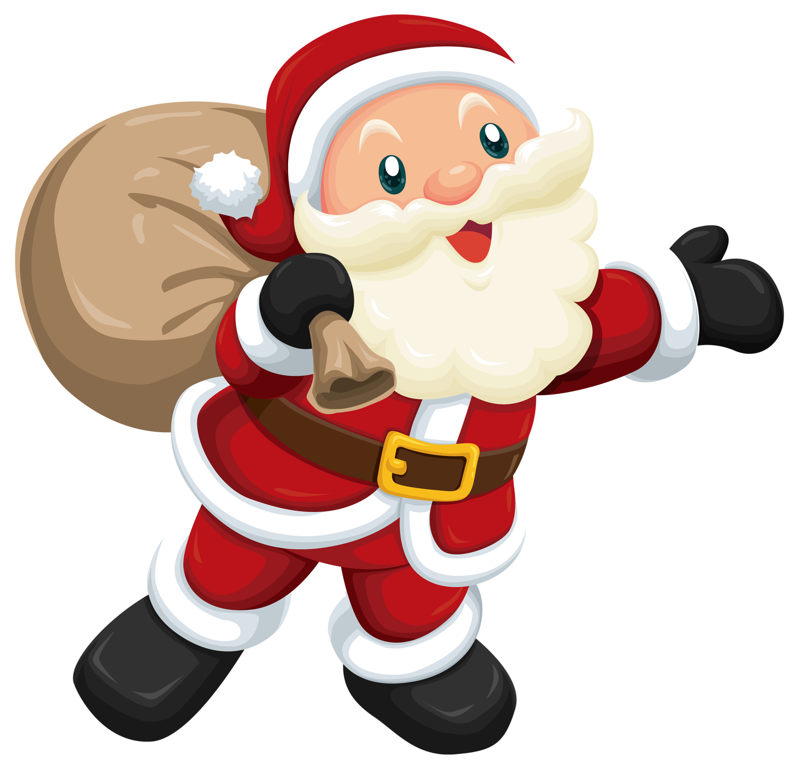 a cartoon santa carrying a sack of money