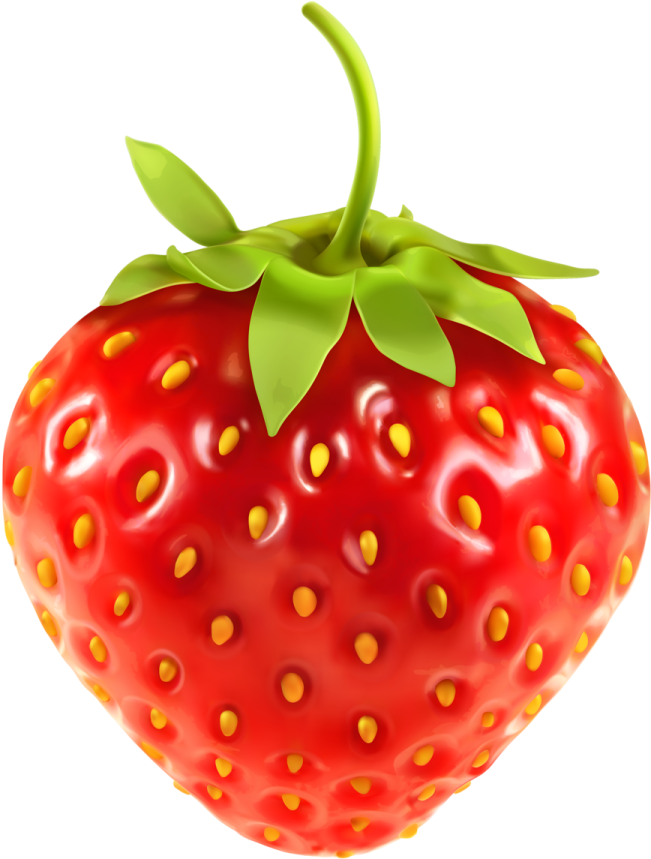 a red strawberry with yellow spots on it
