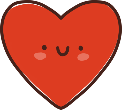 a red heart with two eyes