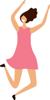 a woman in a pink dress is dancing