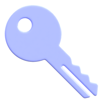 a blue key on a white background