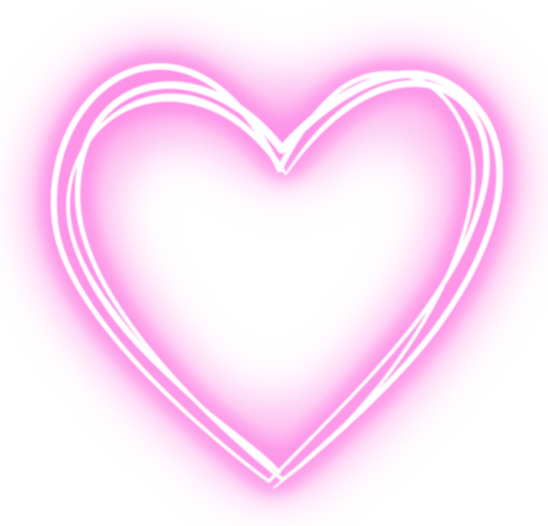 a neon heart on a white background