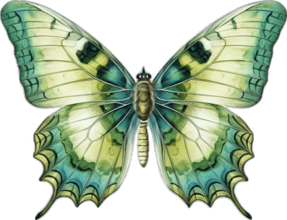 an illustration of a green and yellow butterfly