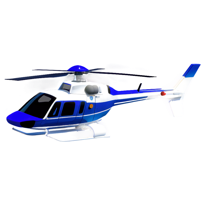 a blue and white helicopter on a white background