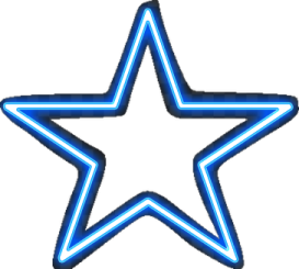 a blue neon star on a white background
