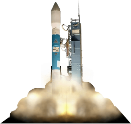 a rocket with smoke coming out of it