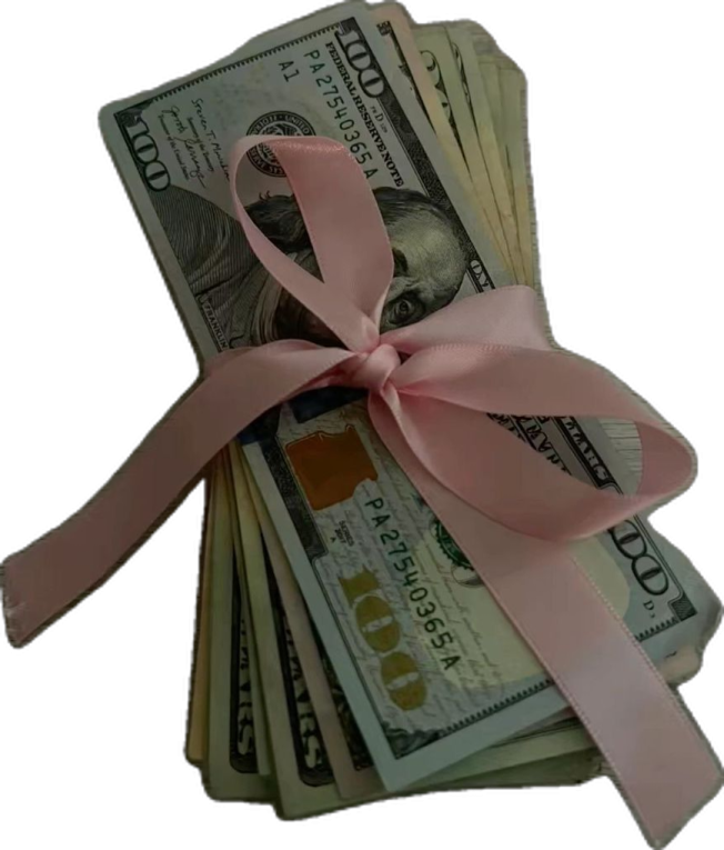 a bunch of money tied to a ribbon
