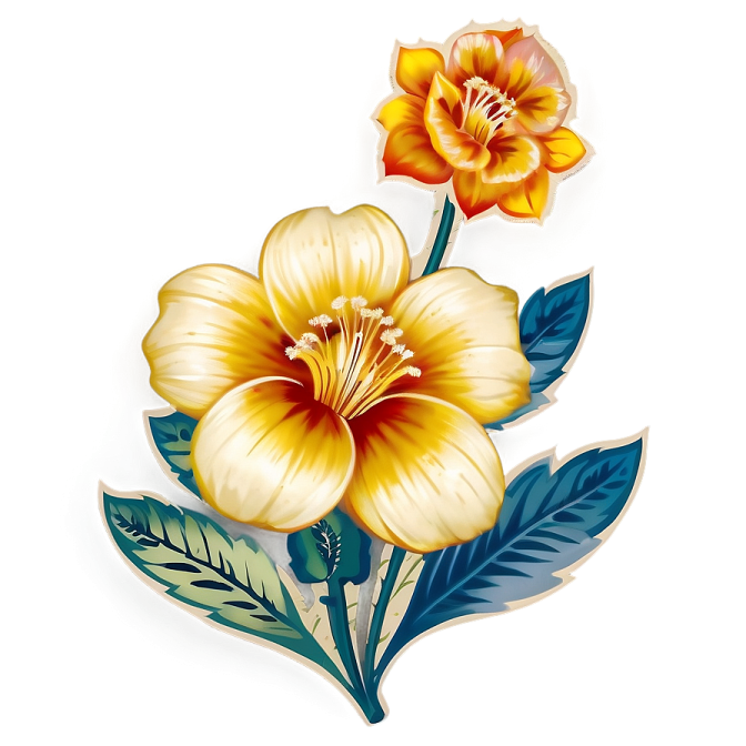an illustration of two flowers on a white background