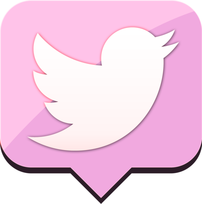 a pink twitter icon with a white bird