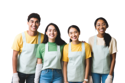 a group of people wearing aprons