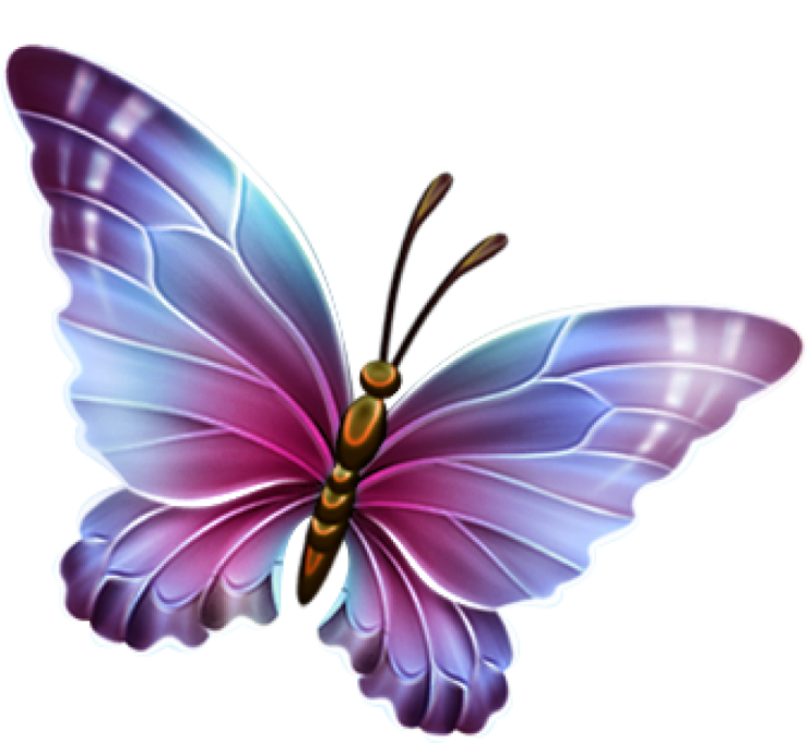 a purple and blue butterfly on a white background