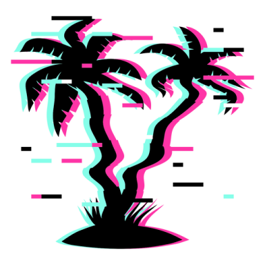 a silhouette of two palm trees on a white background