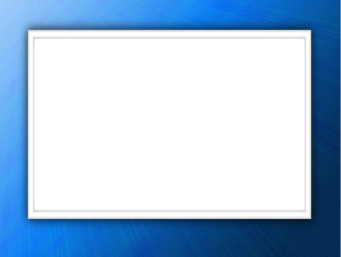a white square frame on a blue background