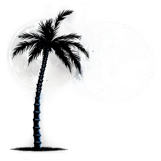 a palm tree with the moon in the background