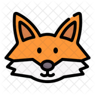an orange fox head with a white background