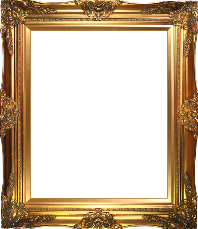 a gold frame on a white background