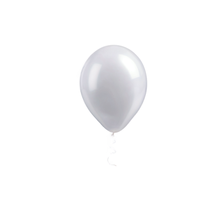 the balloon is white and has a long tail