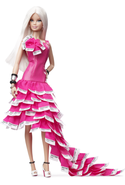 a barbie doll wearing a pink dress