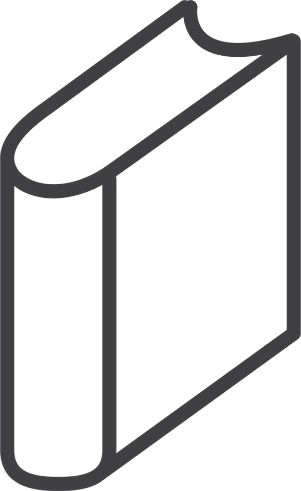 a black and white icon of a book